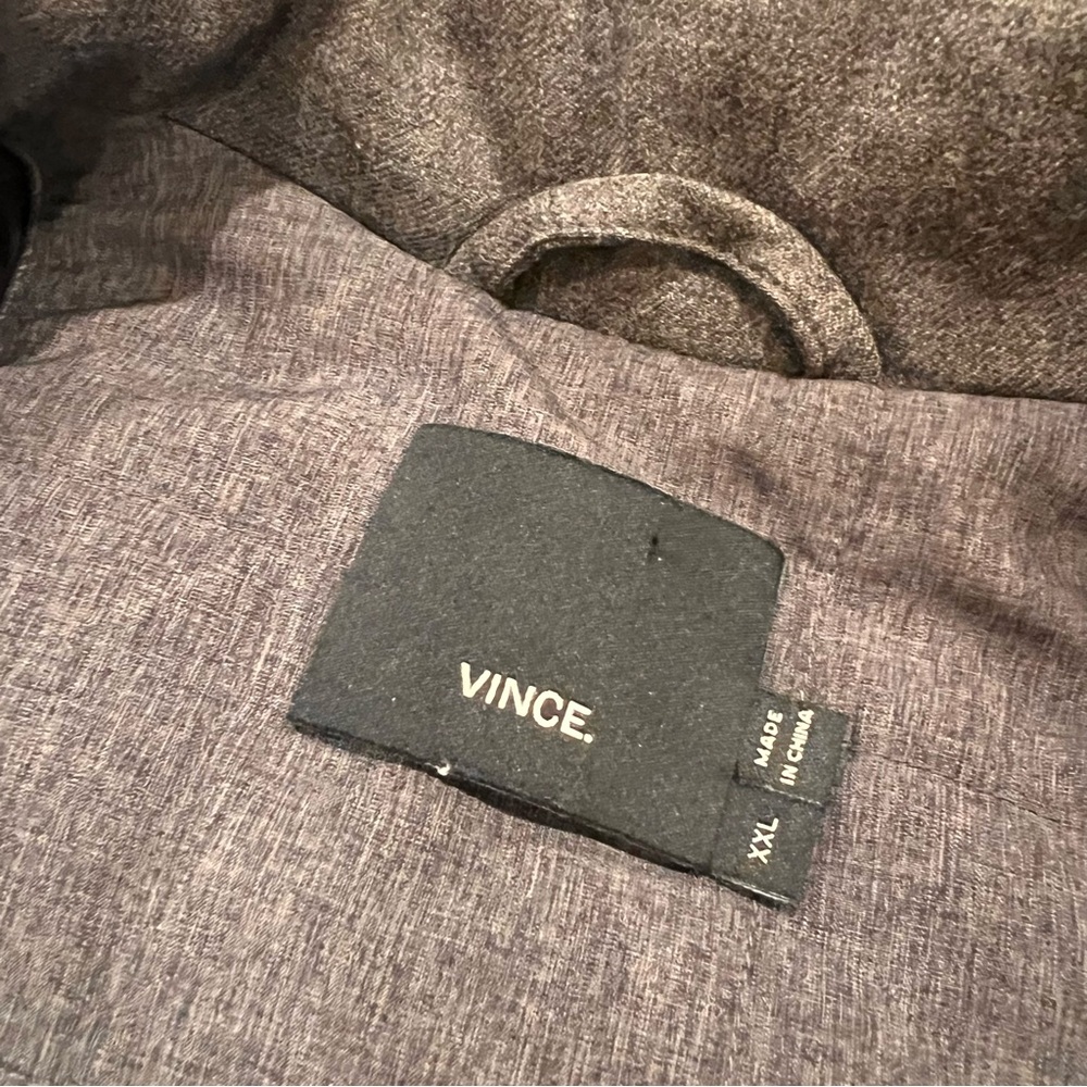 VINCE Men’s‎ Quilted Full-Zip Puffer Vest Gray/Black Lamb Leather/Wool XXL - Picture 10 of 16